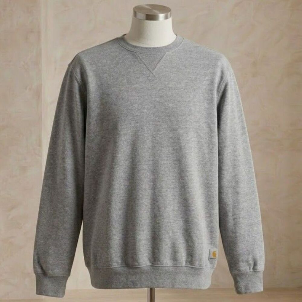 Carhartt Mens Crewneck Sweatshirt XL Gray Loose Fit Pullover Logo Cotton Blend